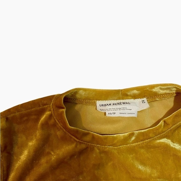 Urban Renewal Yellow Velvet Short Sleeve Top Size XS - Picture 4 of 6